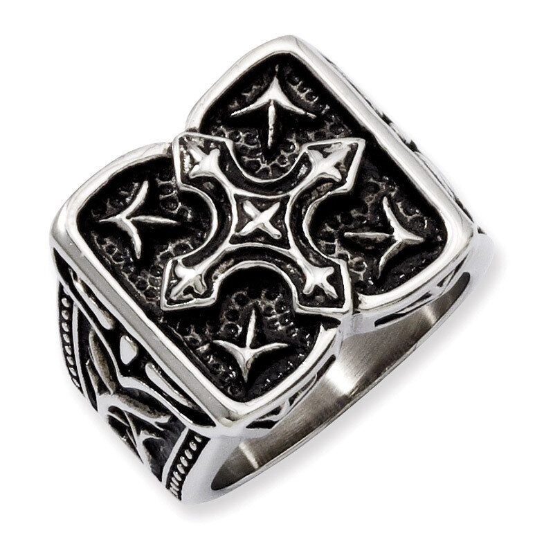 Antiqued Cross Ring - Stainless Steel SR204 by Chisel, MPN: SR204, 886774263489