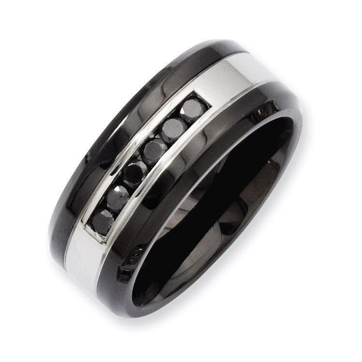 Black IP-plated Polished with Black Diamonds 9mm Band - Stainless Steel SR206 by Chisel, MPN: SR206…