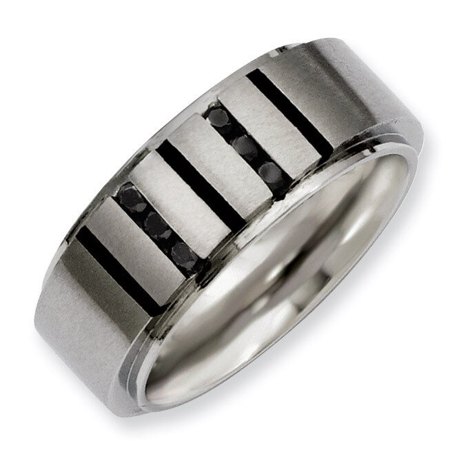 Black IP-plated Black Diamonds 9mm Brushed Band - Stainless Steel SR208