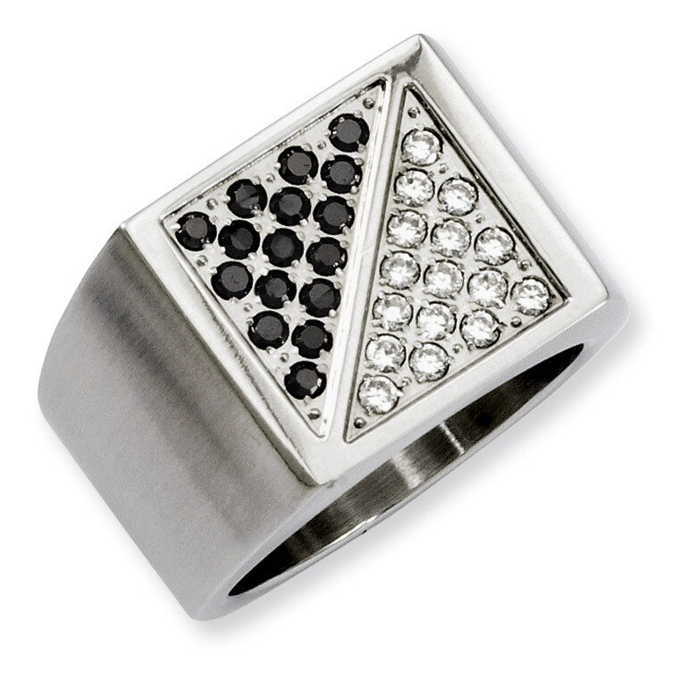 Black &amp; White Diamond Ring - Stainless Steel SR209 by Chisel, MPN: SR209, 883957205281