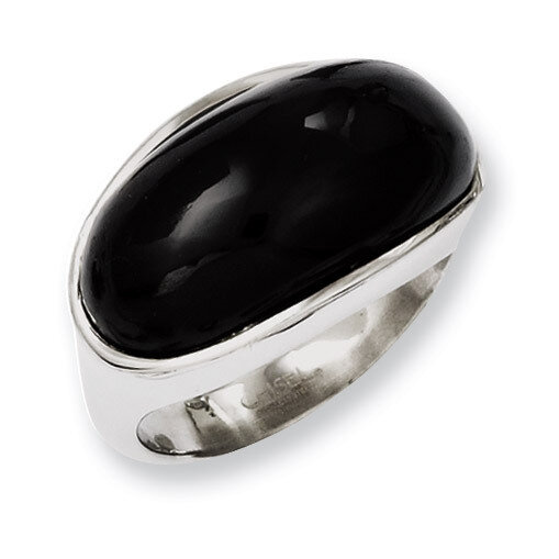 Black Glass Ring - Stainless Steel SR226
