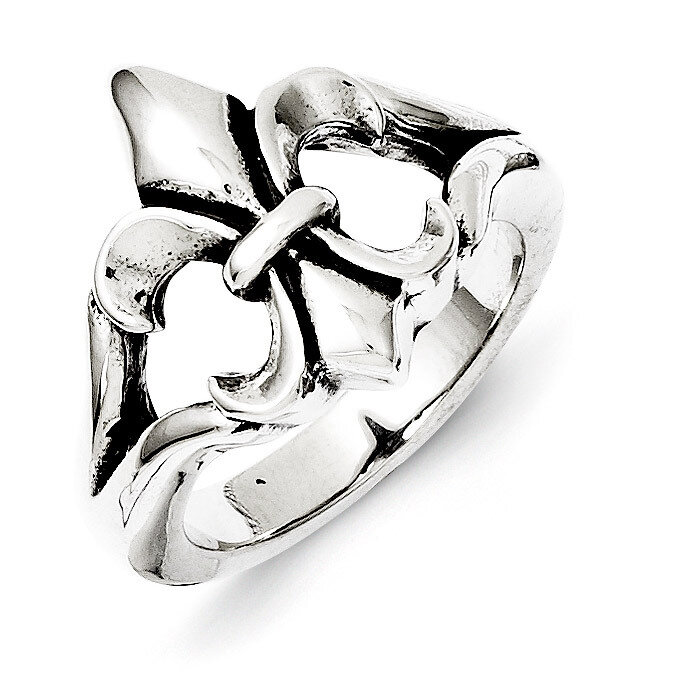 Polished &amp; Antiqued Fleur de lis Ring - Stainless Steel SR236 by Chisel, MPN: SR236, 886774238159