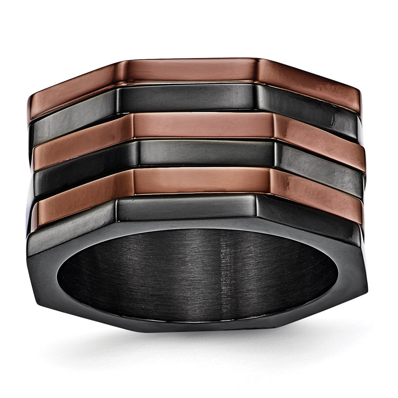 Black &amp; Chocolate IP-plated Ring - Stainless Steel SR240 by Chisel, MPN: SR240, 886774238227
