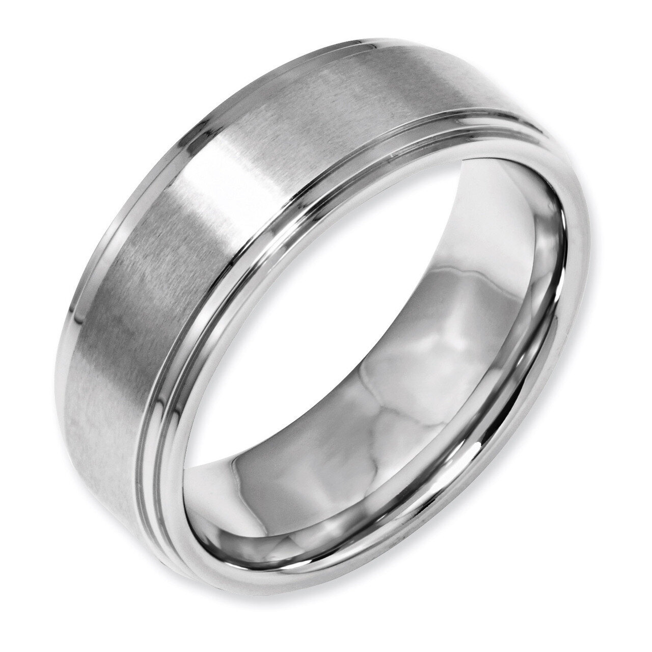 Ridged Edge 8mm Brushed and Polished Band - Stainless Steel SR24