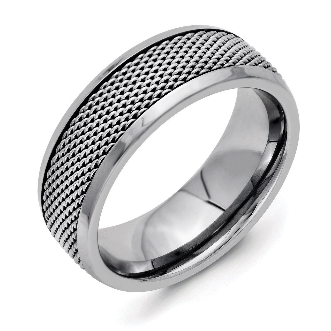 Base with Steel Mesh Center 8mm Band - Stainless Steel SR253 by Chisel, MPN: SR253, 886774527048