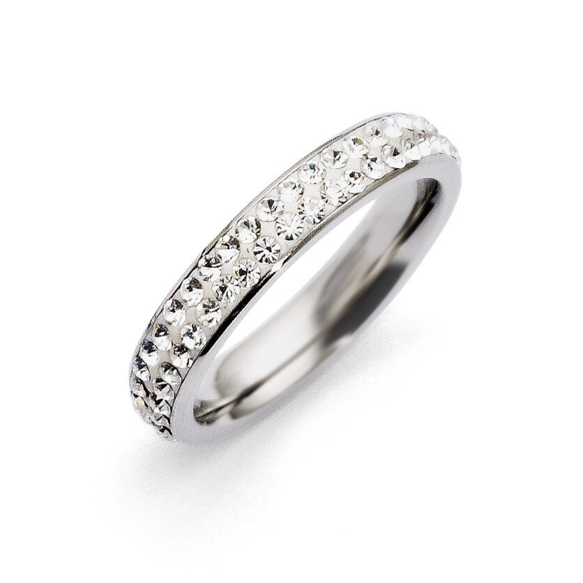 4mm Polished Crystal Ring - Stainless Steel SR261 by Chisel, MPN: SR261, 883957015392