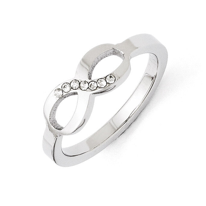 Polished Infinity Symbol Synthetic Diamond Ring - Stainless Steel SR290