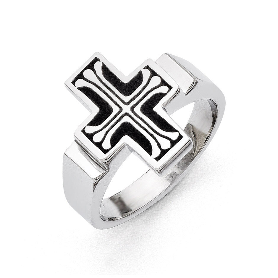 Enameled Polished Cross Ring - Stainless Steel SR304 by Chisel, MPN: SR304, 886774263656