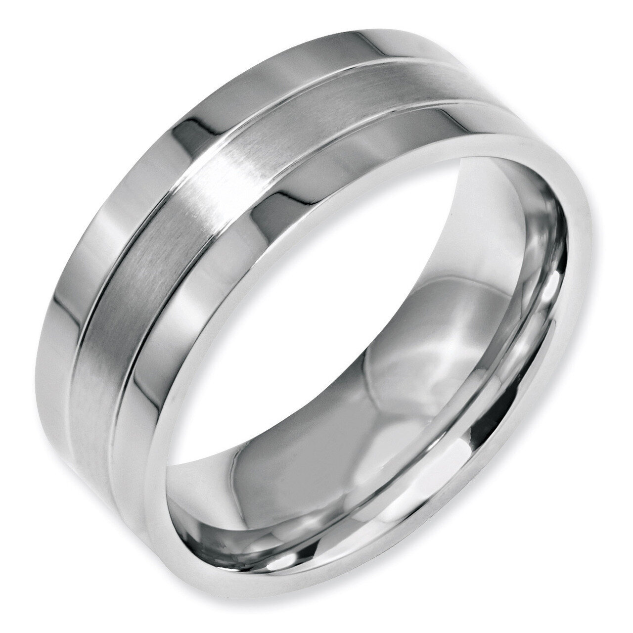 Grooved 8mm Satin and Polished Band - Stainless Steel SR31
