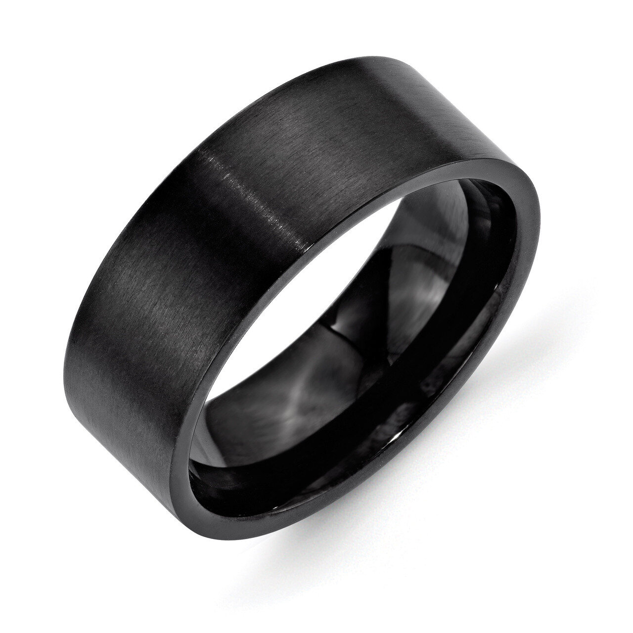 8mm Black IP-plated Brushed Flat Band - Stainless Steel SR330