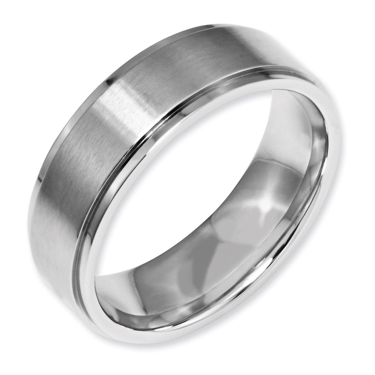 Ridged Edge 7mm Brushed and Polished Band - Stainless Steel SR33