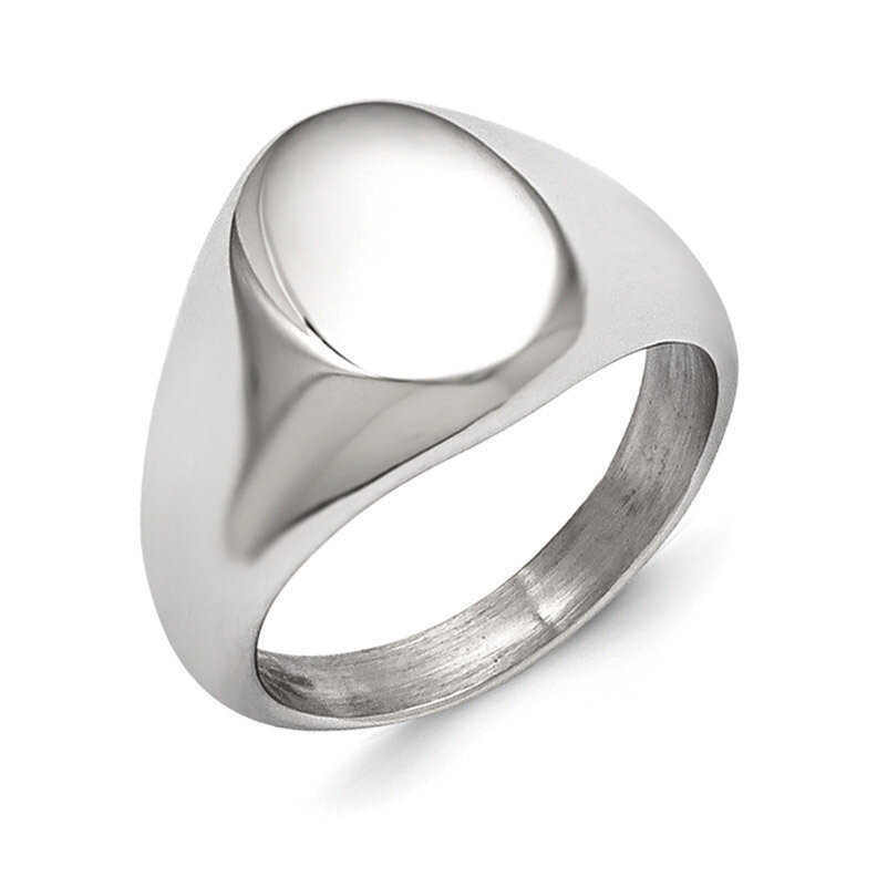 Polished Oval Signet Ring - Stainless Steel SR348