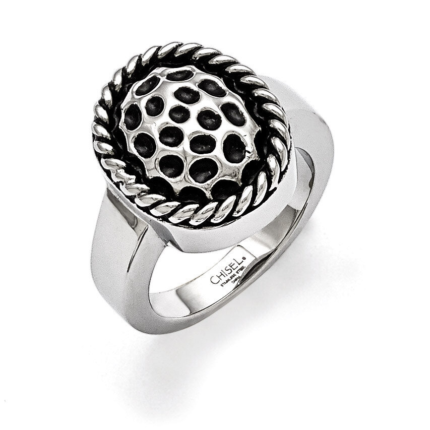 Polished and Antiqued Ring - Stainless Steel SR357 by Chisel, MPN: SR357, 883957038728