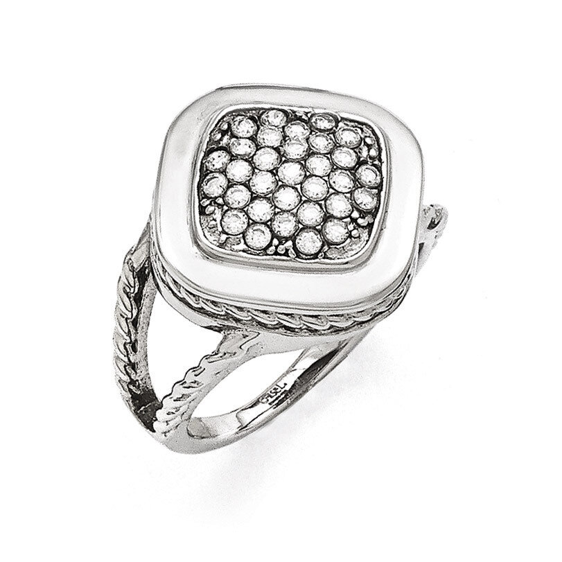 Polished Synthetic Diamond Square Ring - Stainless Steel SR365 by Chisel, MPN: SR365, 883957763927