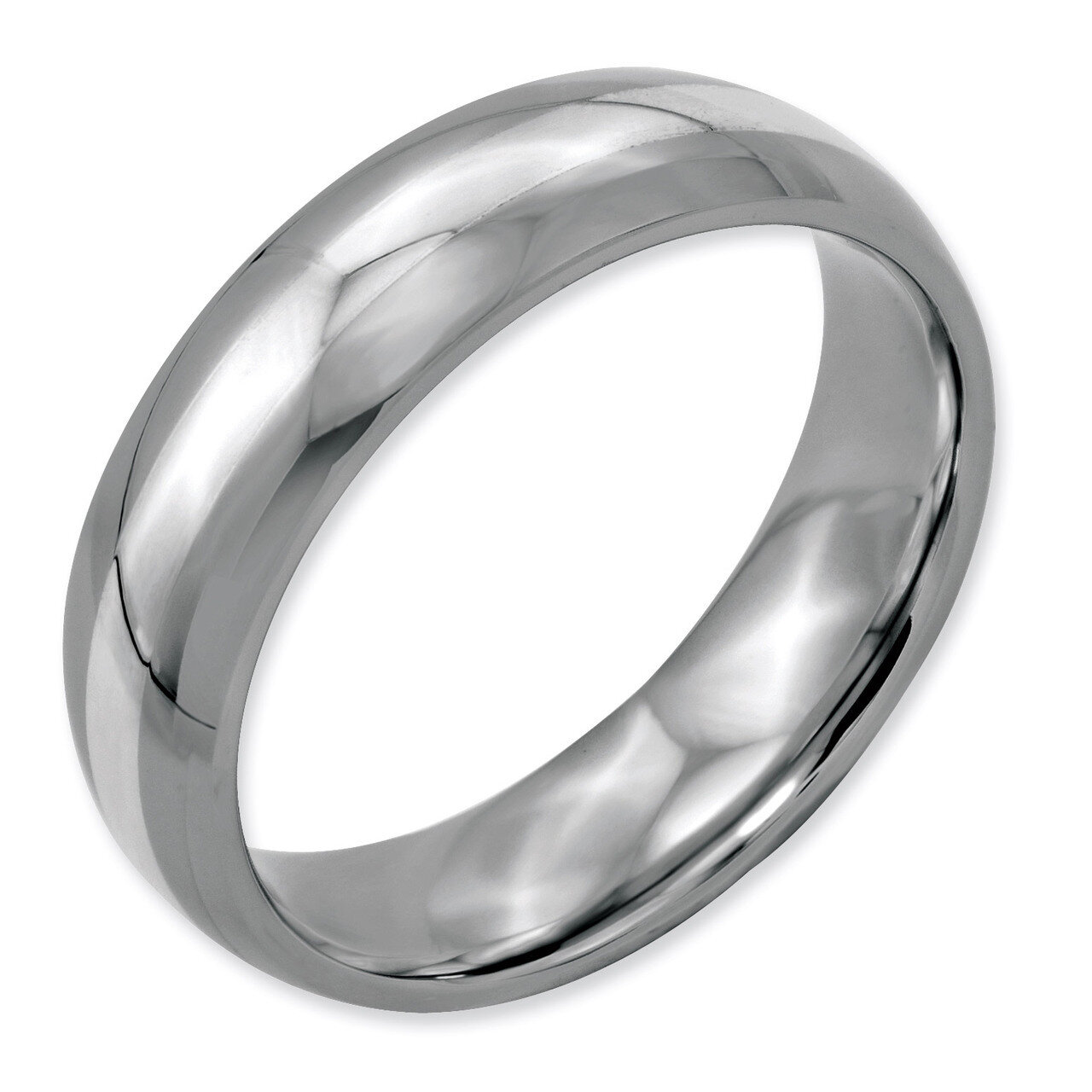 Sterling Silver Inlay 6mm Polished Band - Stainless Steel SR37