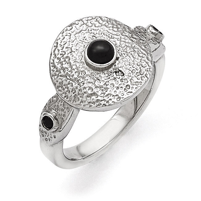 Polished and Textured Black Onyx Ring - Stainless Steel SR373