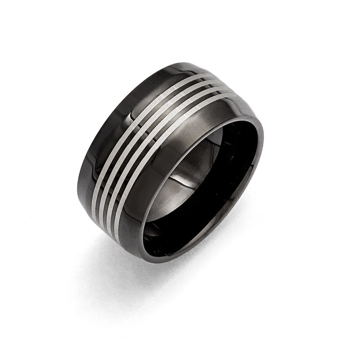 Polished Black IP-plated 12.00mm Band - Stainless Steel SR376 by Chisel, MPN: SR376, 883957003931