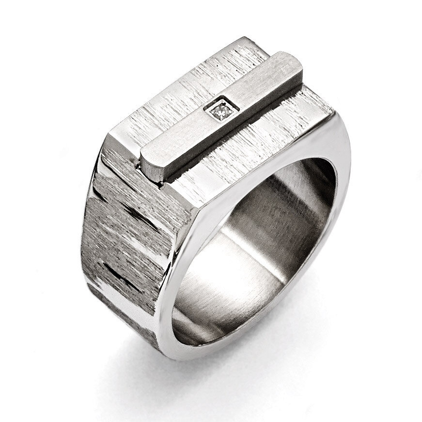 Brushed and Polished with Synthetic Diamond Ring - Stainless Steel SR380 by Chisel, MPN: SR380, 883…