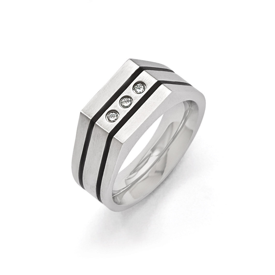 Brushed Black IP-plated Synthetic Diamonds Ring - Stainless Steel SR397 by Chisel, MPN: SR397, 1911…