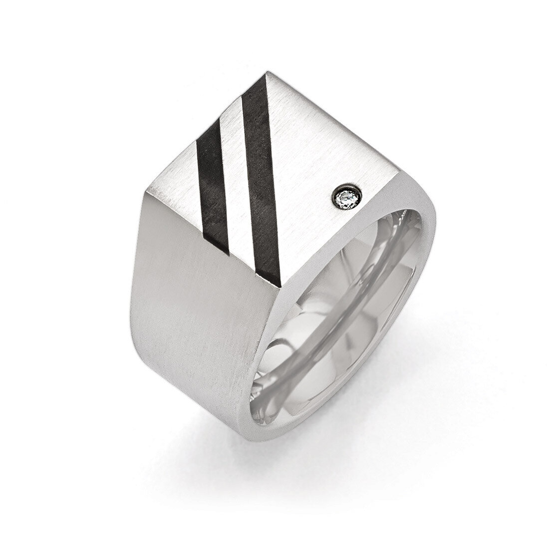 Brushed Black IP-plated Synthetic Diamond Ring - Stainless Steel SR398 by Chisel, MPN: SR398, 19110…