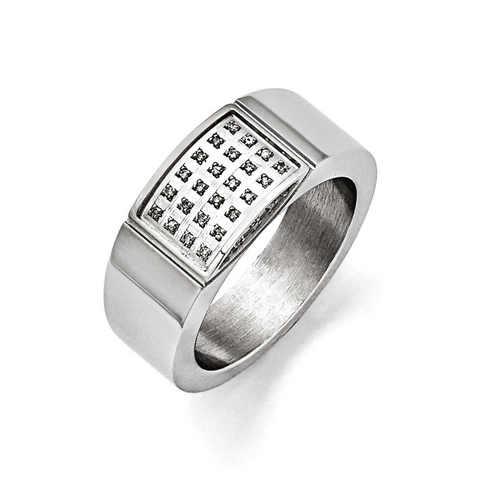 Polished 1 10ct tw. Diamond Ring - Stainless Steel SR419A by Chisel, MPN: SR419A, 883957527888