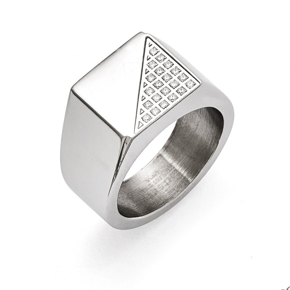 Polished with Crystals Ring - Stainless Steel SR423 by Chisel, MPN: SR423, 191101020551