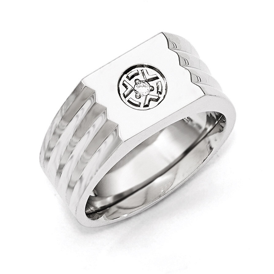 Polished with Synthetic Diamond Ring - Stainless Steel SR454 by Chisel, MPN: SR454, 191101852459