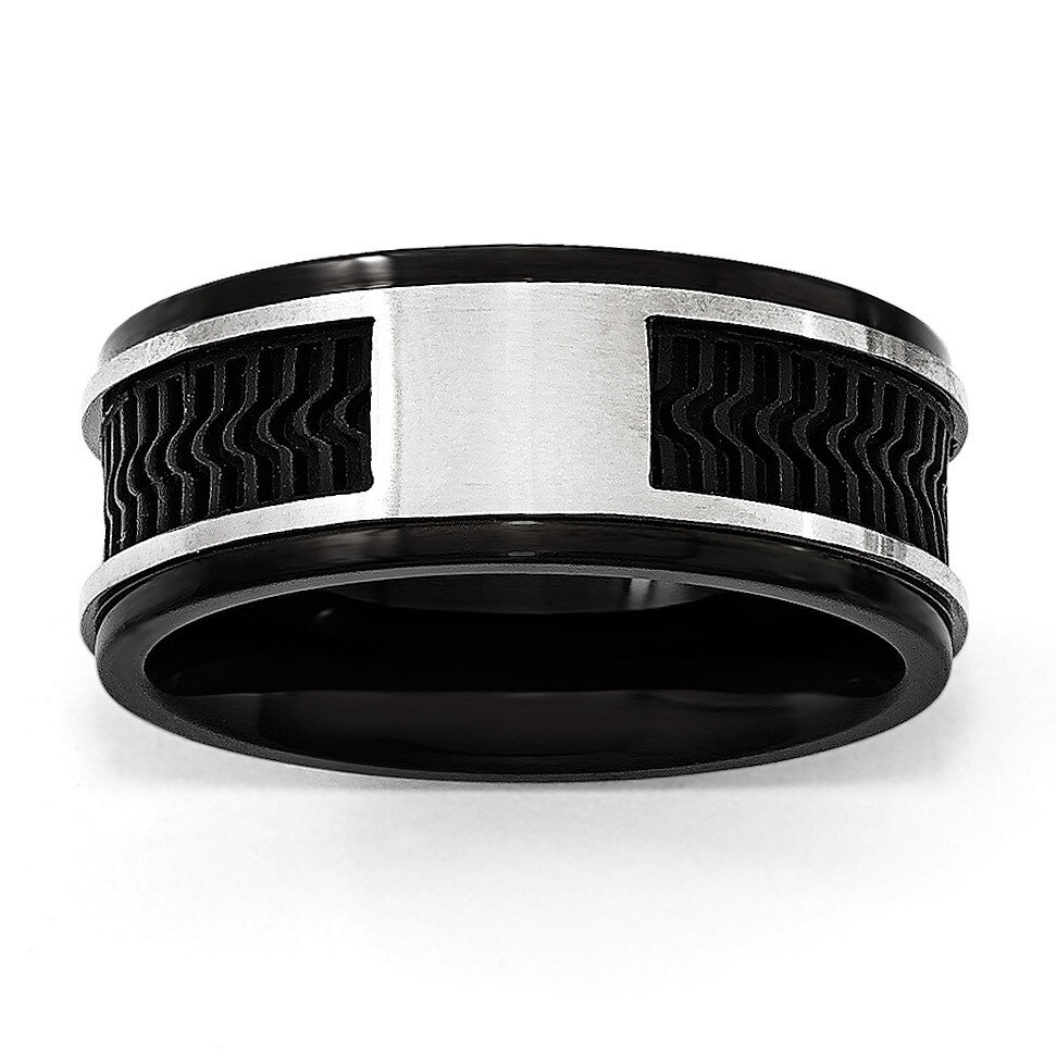 Black IP-plated with Rubber Inlay Ring - Stainless Steel SR457 by Chisel, MPN: SR457, 191101470677