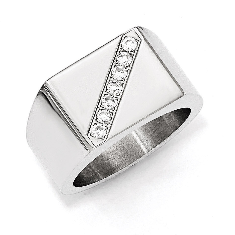 Polished Men&#39;s Synthetic Diamond Ring - Stainless Steel SR459 by Chisel, MPN: SR459, 191101431487