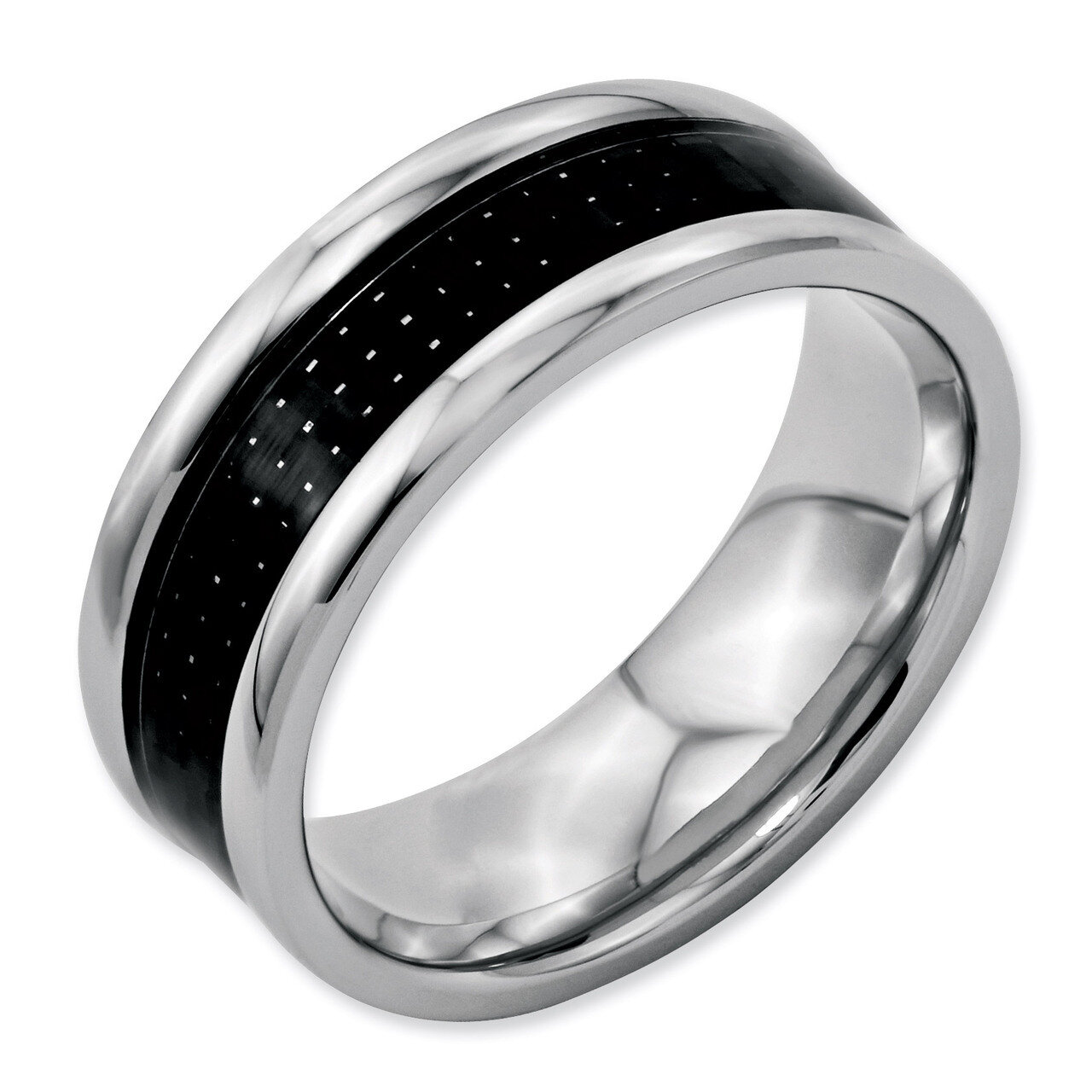 Black Carbon Fiber 8mm Polished Band - Stainless Steel SR56 by Chisel, MPN: SR56, 886774032399