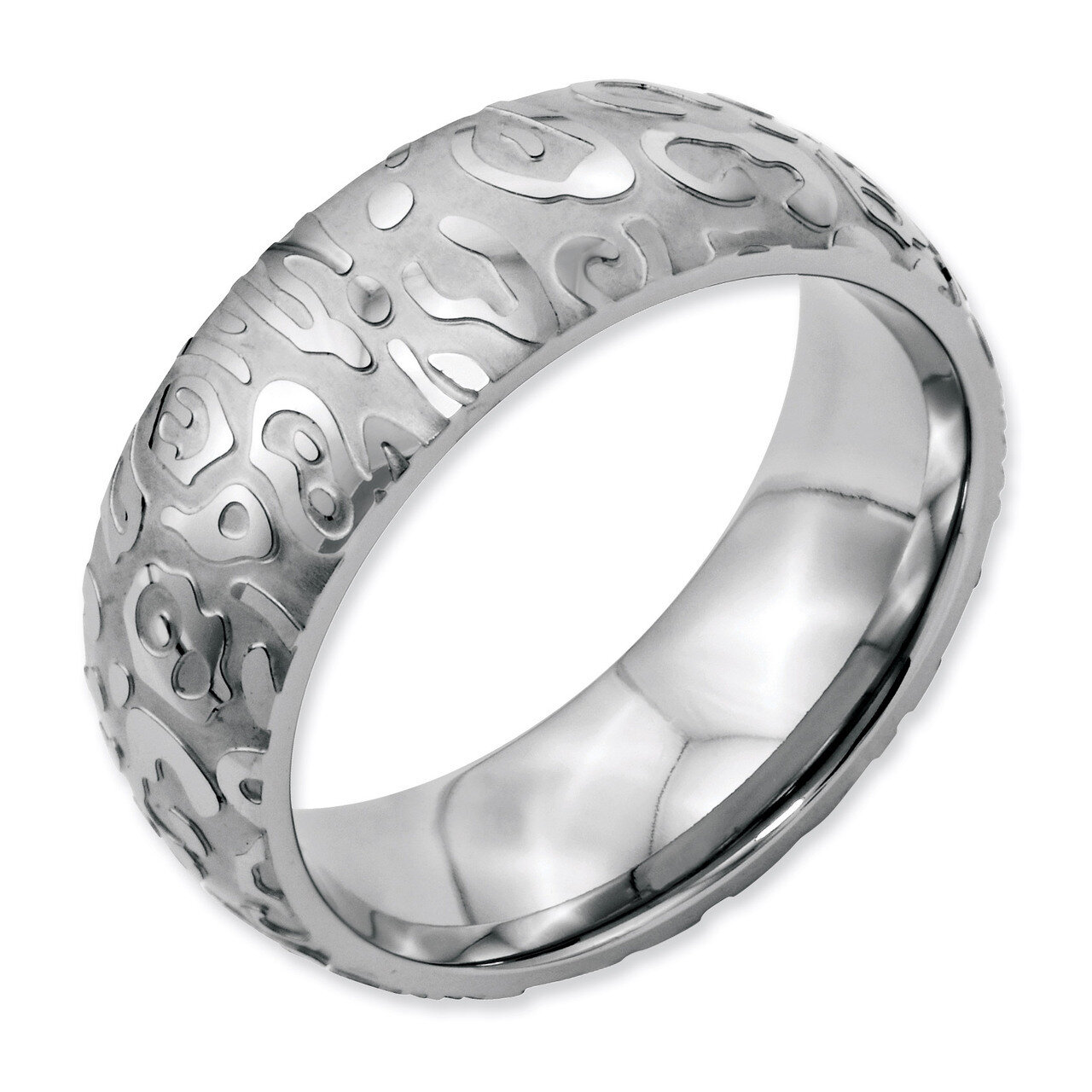 Brushed &amp; Polished Textured 8mm Band - Stainless Steel SR61 by Chisel, MPN: SR61, 886774033020