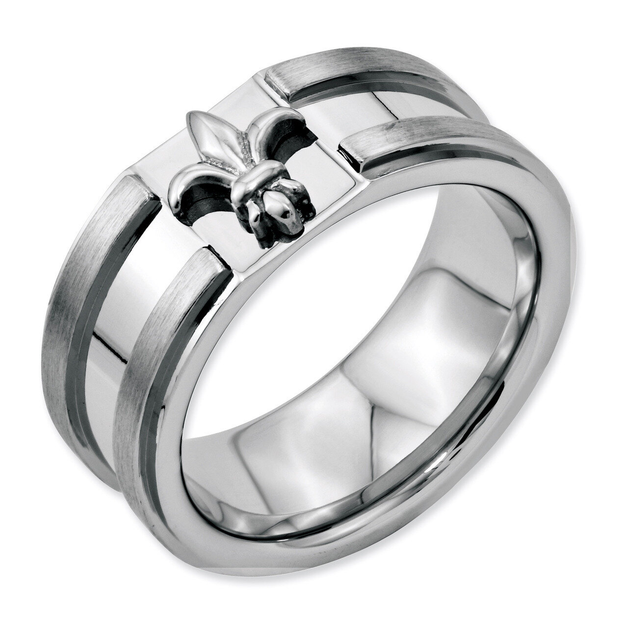 Fleur de lis 10mm Brushed &amp; Polished Band - Stainless Steel SR66 by Chisel, MPN: SR66, 886774033679