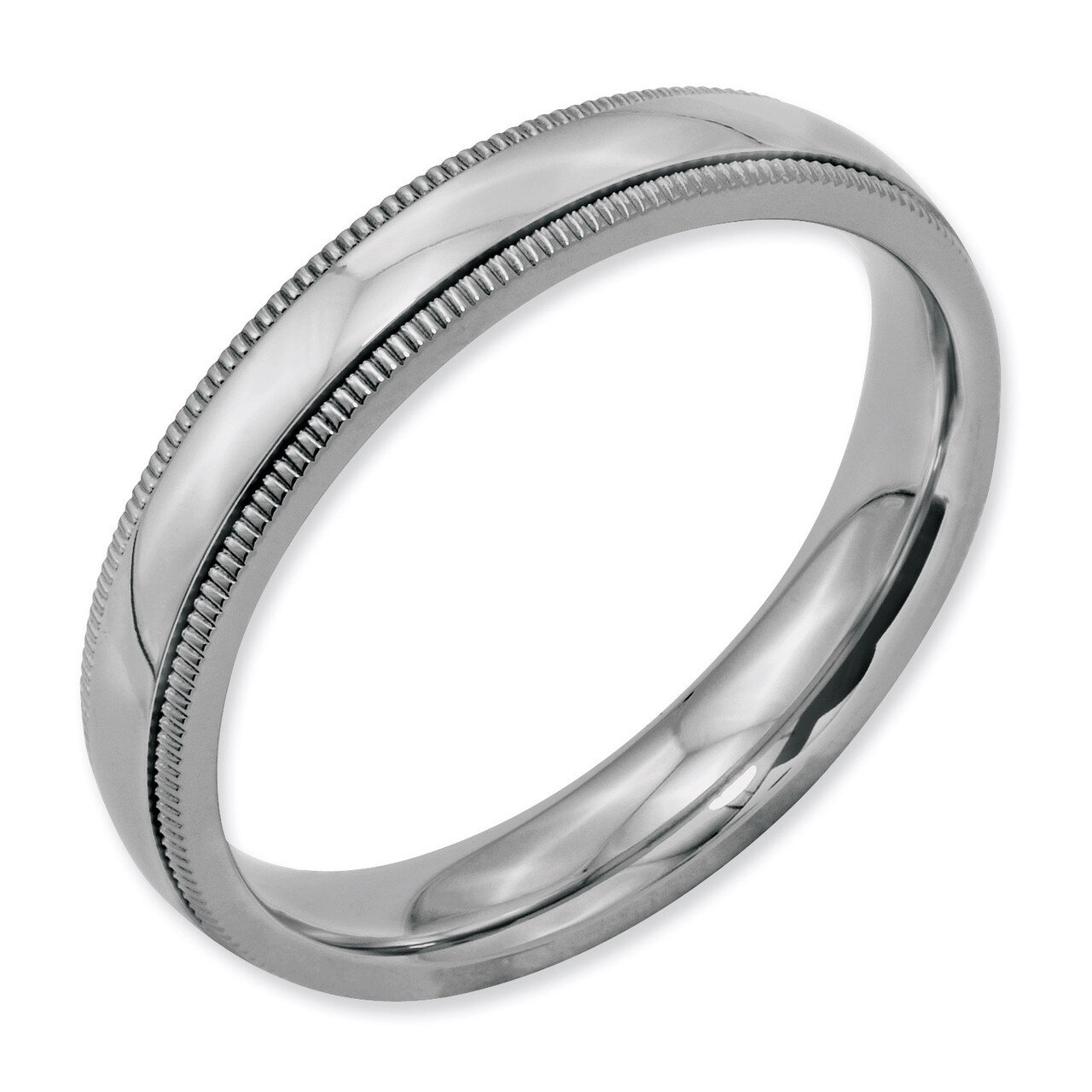 Grooved and Beaded 4mm Polished Band - Stainless Steel SR97