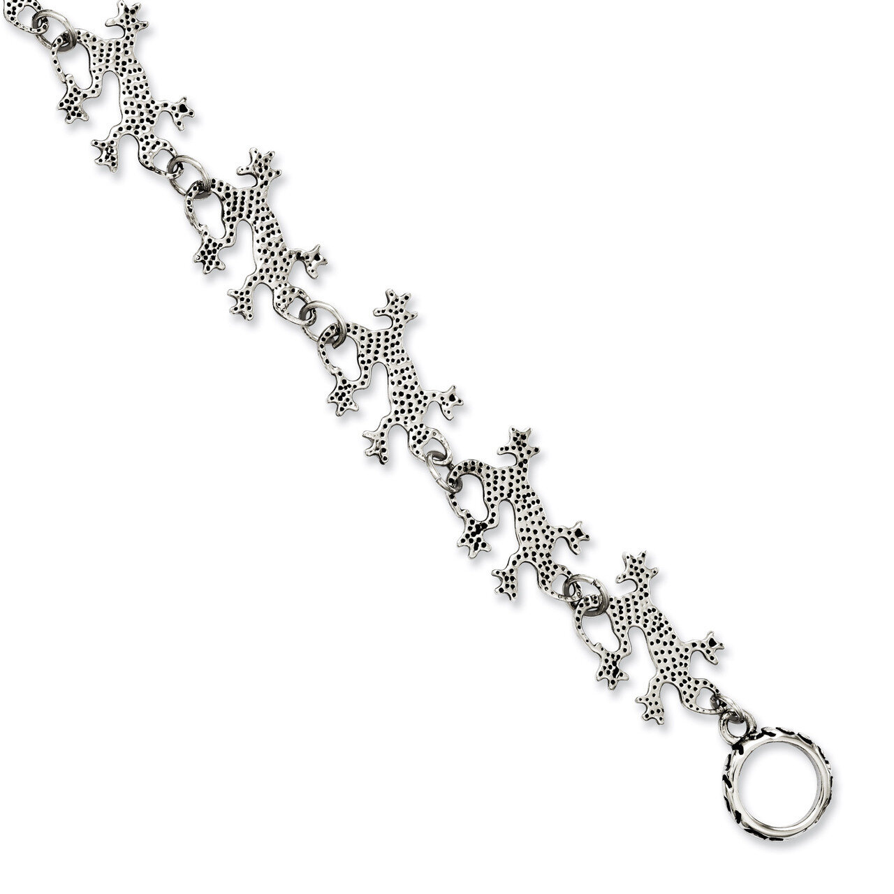 Polished &amp; Antiqued Lizards 8.5 Inch Toggle Bracelet - Stainless Steel SRB1059 by Chisel, MPN: SRB1…