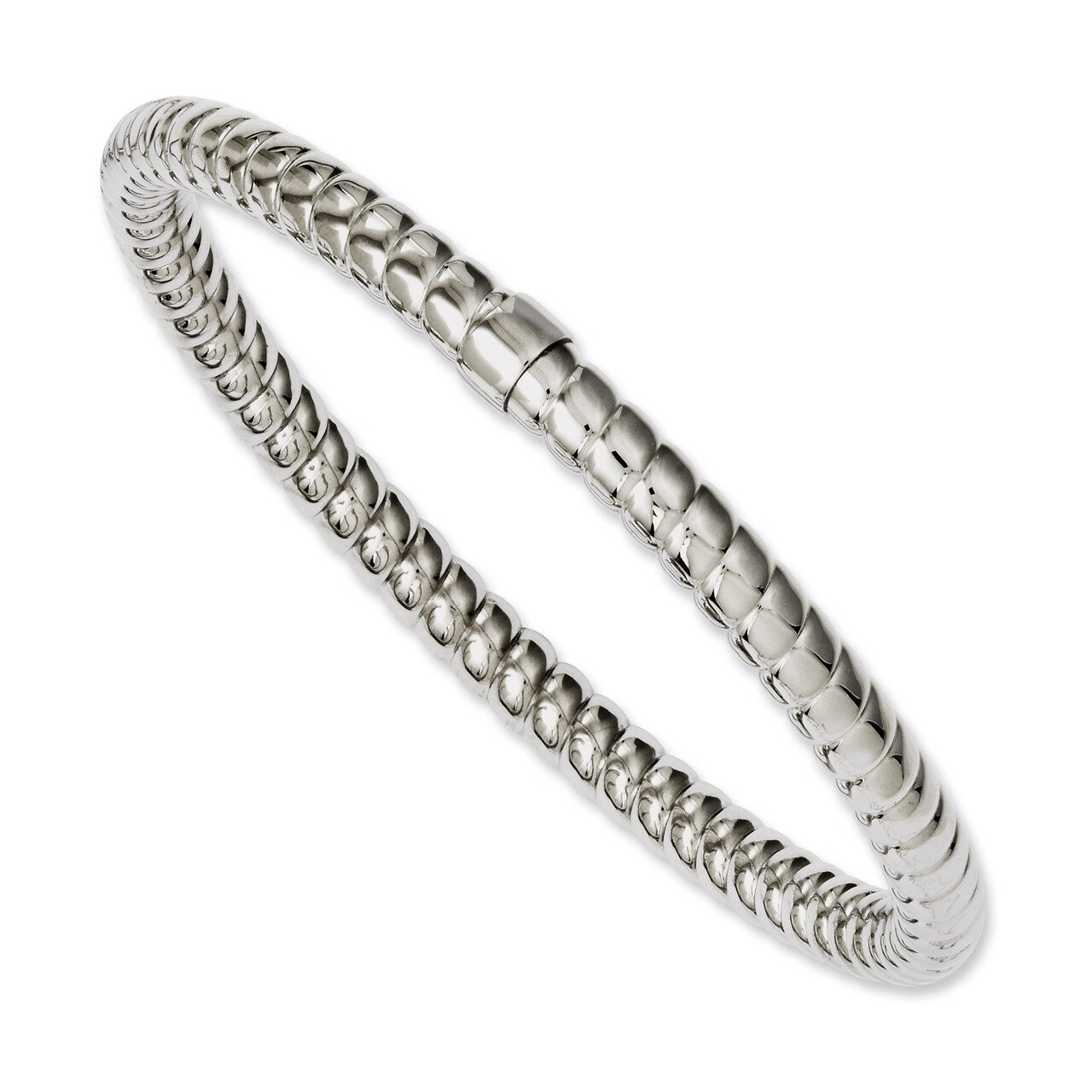 Textured &amp; Polished Hollow Slip-on Bangle - Stainless Steel SRB1080 by Chisel, MPN: SRB1080,