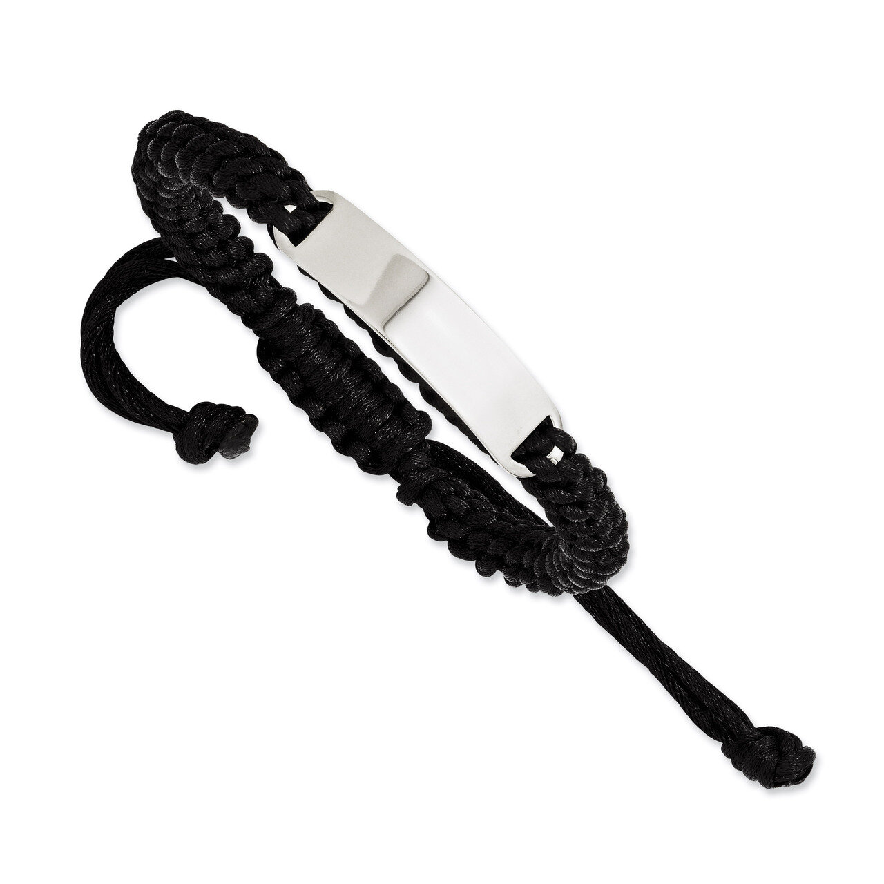 Black Fabric with ID Plate Adjustable Bracelet - Stainless Steel SRB1083 by Chisel, MPN: SRB1083, 8…