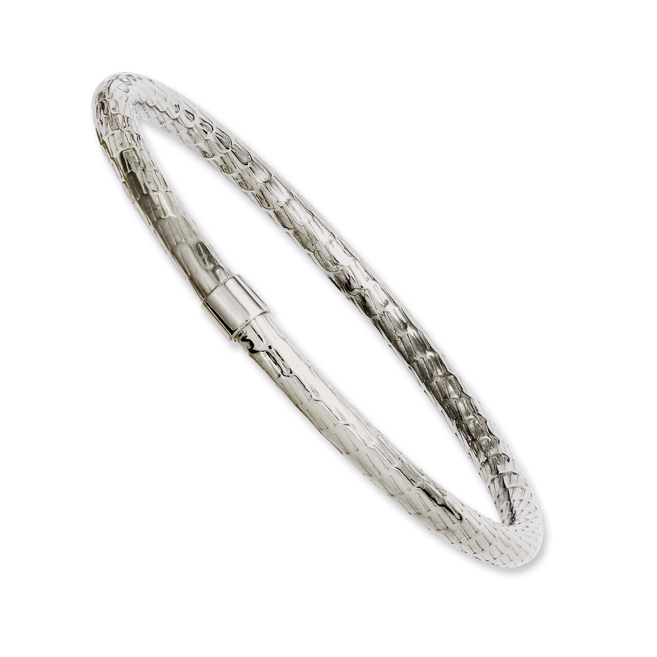 Textured &amp; Polished Hollow Bangle Bracelet - Stainless Steel SRB1125 by Chisel, MPN: SRB1125, 88677…