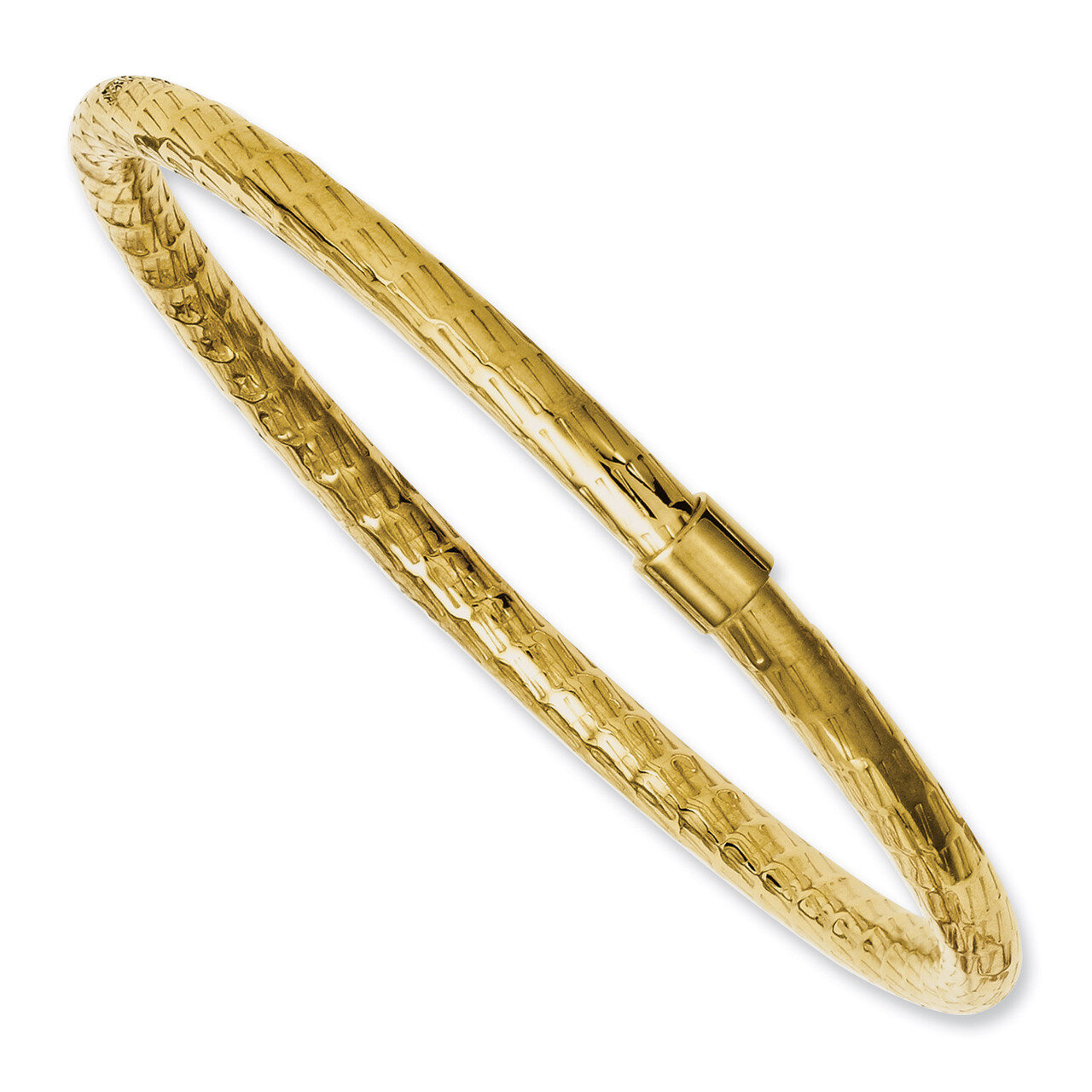 Yellow IP-plated Textured & Polished Hollow Bangle - Stainless Steel SRB1126