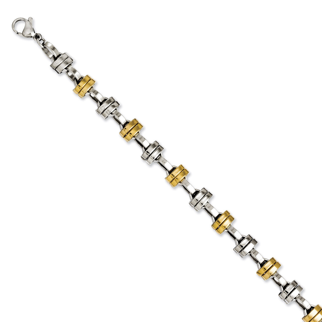 Yellow IP-plated &amp; Polished Links 8.25 Inch Bracelet - Stainless Steel SRB1139 by Chisel, MPN: SRB1…