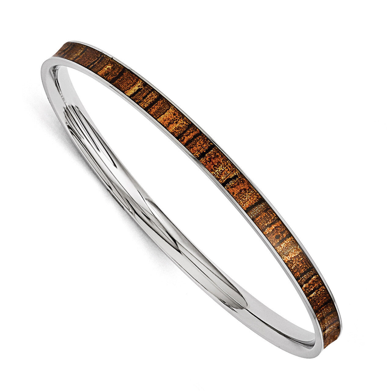 Brown and Black Enameled Bangle - Stainless Steel SRB1203