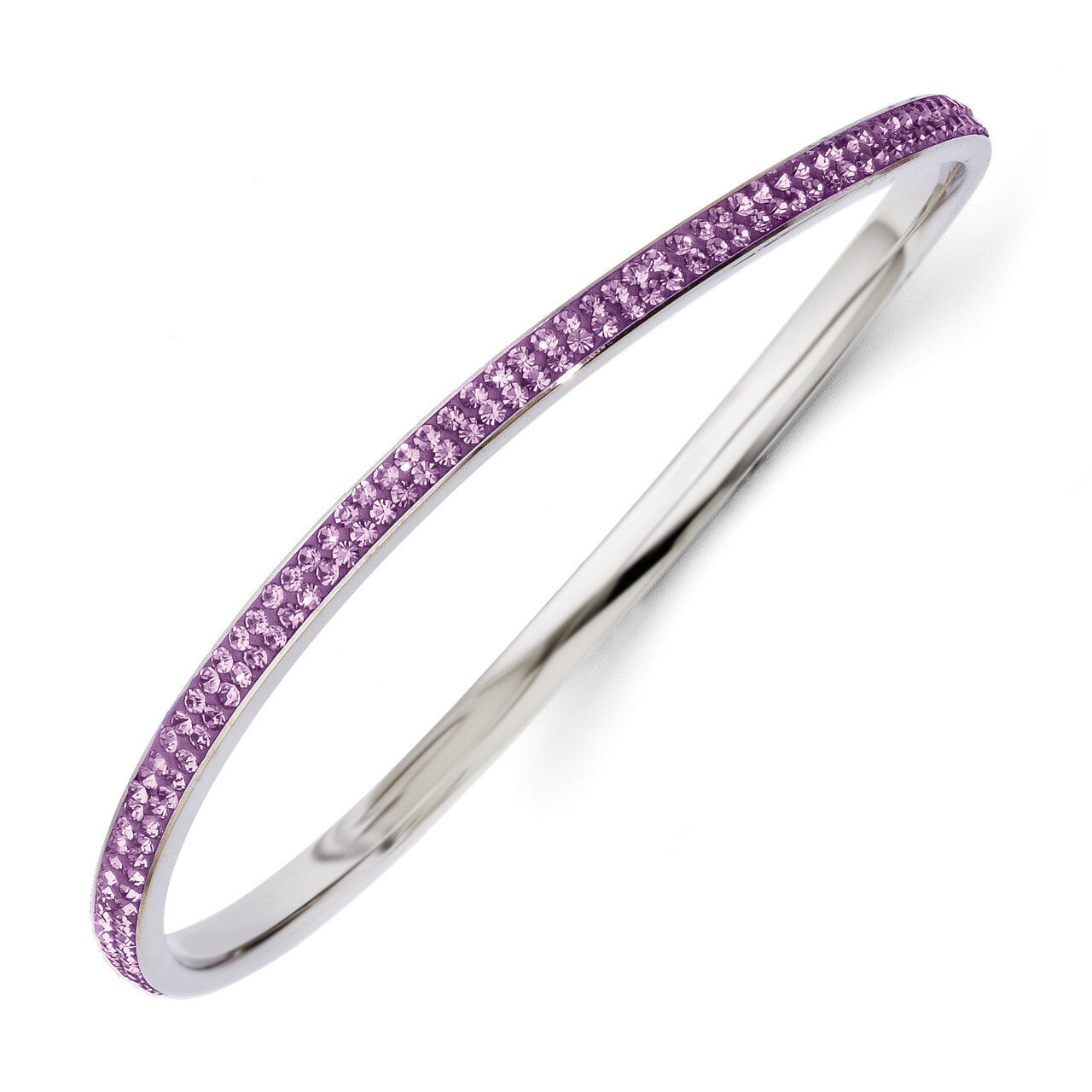 Polished Light Purple Crystal Wavy Bangle - Stainless Steel SRB1210