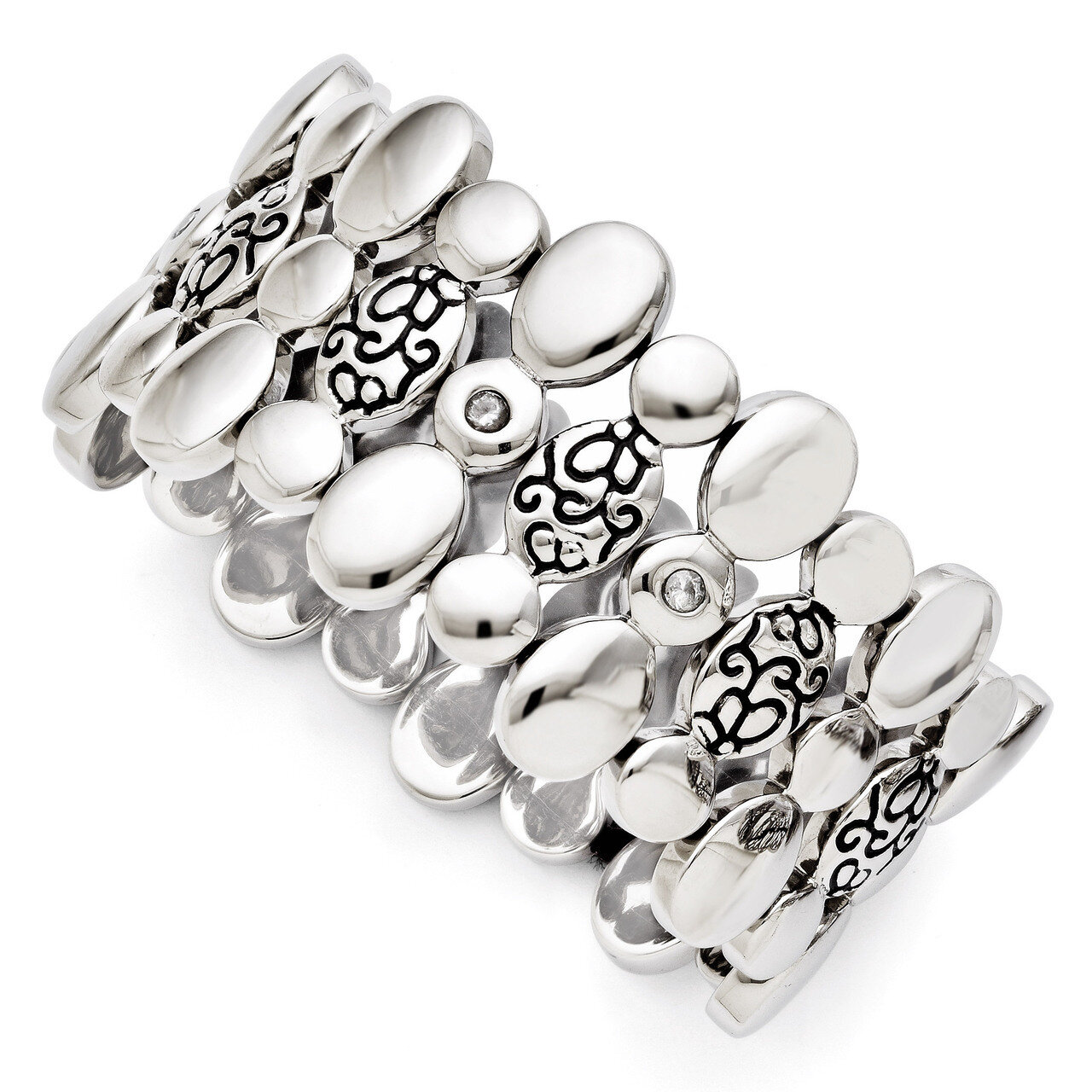 Synthetic Diamond Antiqued Stretch Bracelet - Stainless Steel SRB1233 by Chisel, MPN: SRB1233, 1911…