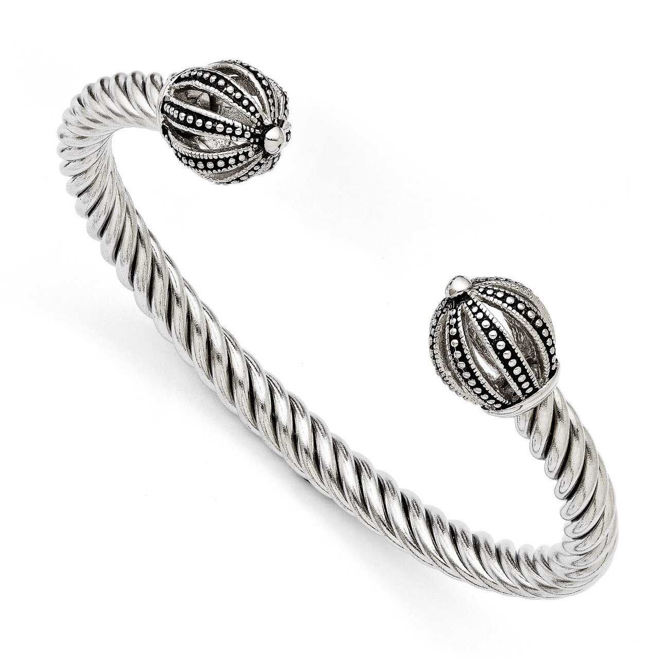 Antiqued Twisted Cuff Bracelet - Stainless Steel SRB1249