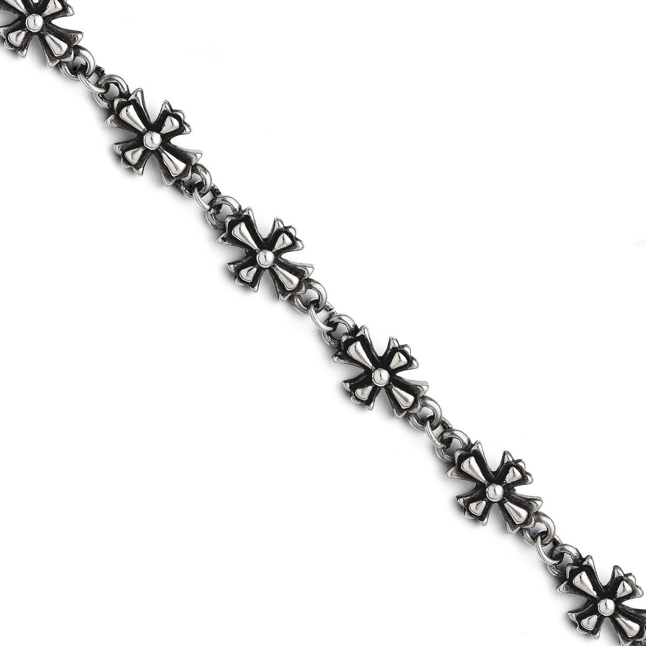Antiqued Crosses Bracelet - Stainless Steel SRB1295 by Chisel, MPN: SRB1295, 886774260945