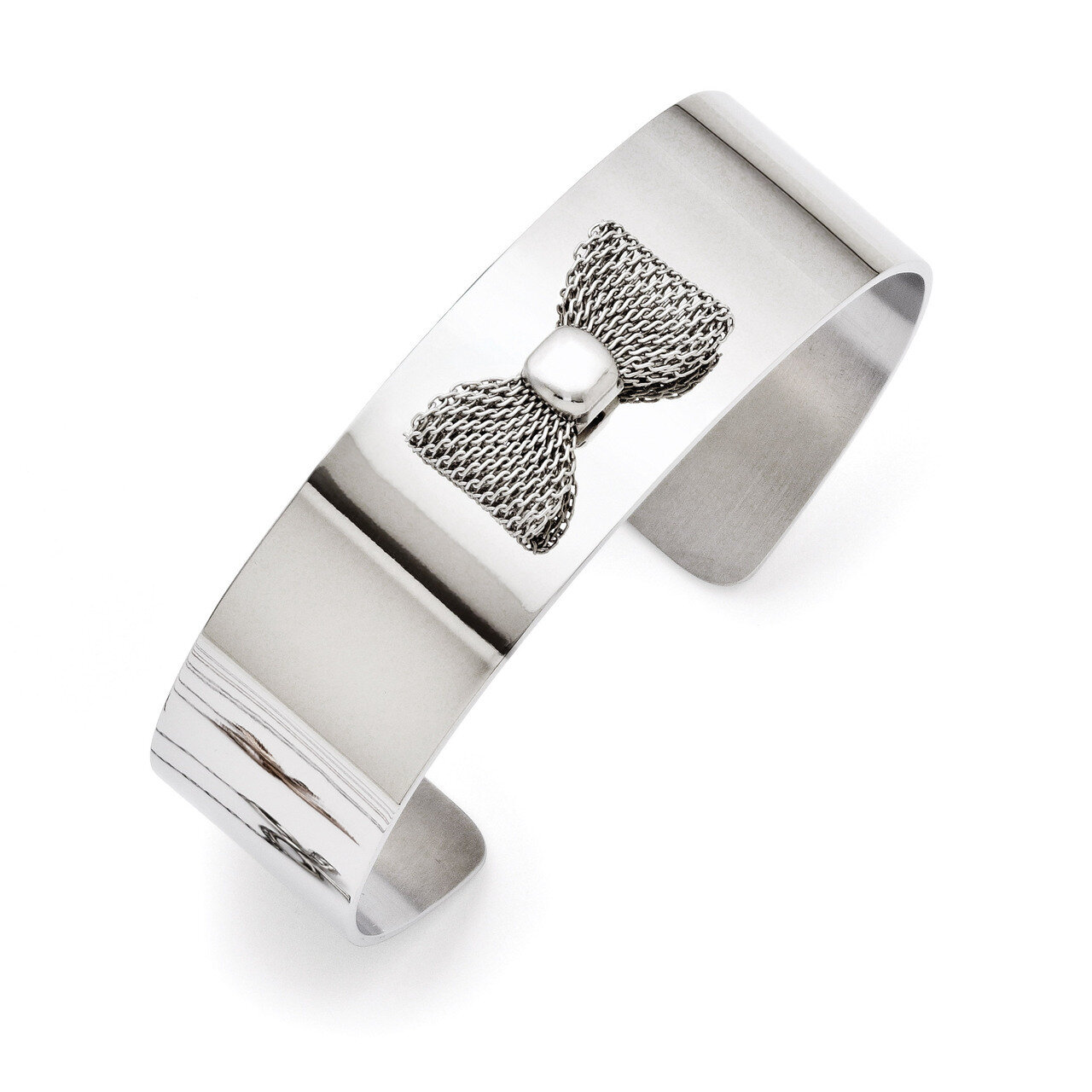 Mesh Bow Tie Polished Bangle - Stainless Steel SRB1323 by Chisel, MPN: SRB1323,