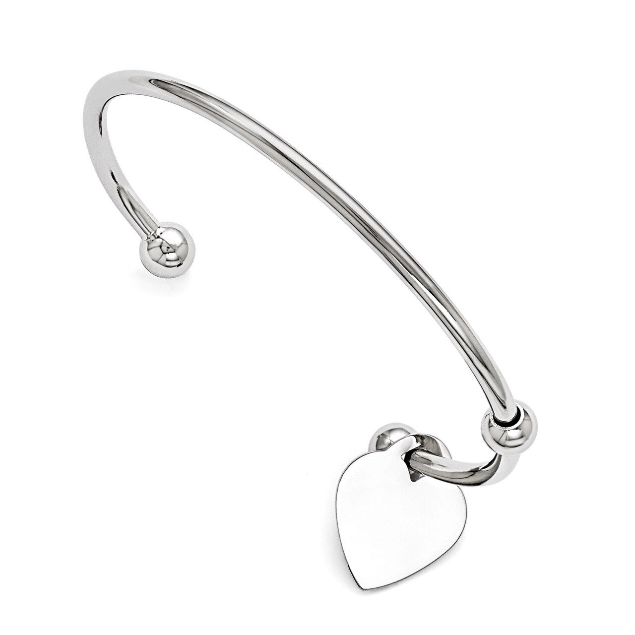 Polished Heart Bangle - Stainless Steel SRB1325