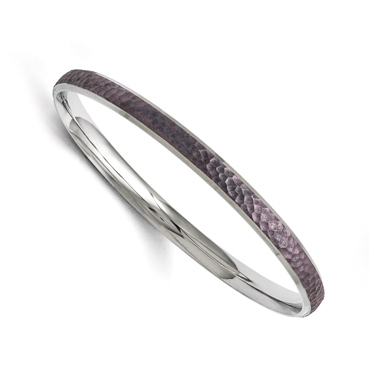 Polished Laser Cut Purple IP-plated Hammered Bangle - Stainless Steel SRB1500
