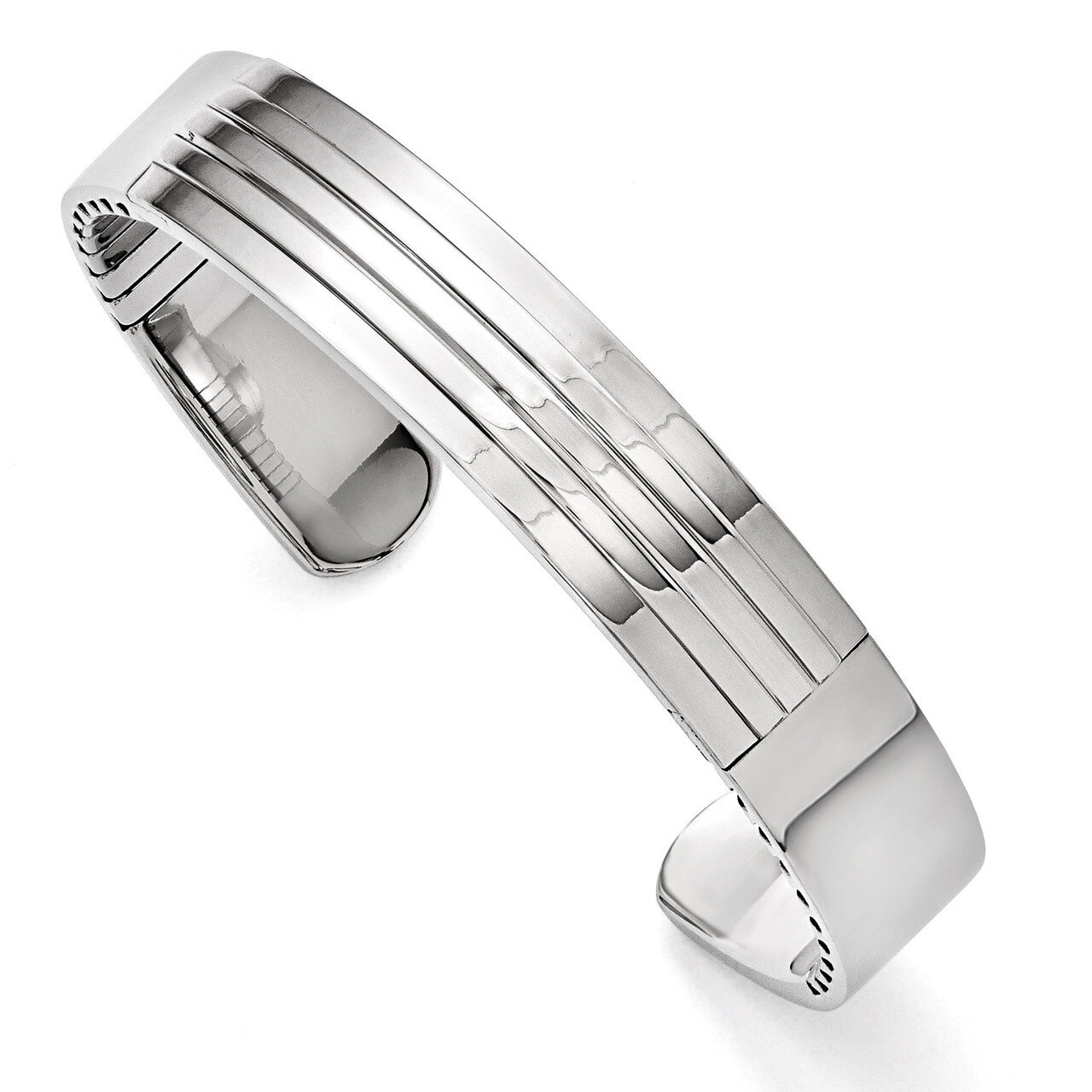 Polished and Grooved Bangle - Stainless Steel SRB1513 by Chisel, MPN: SRB1513, 886774968414