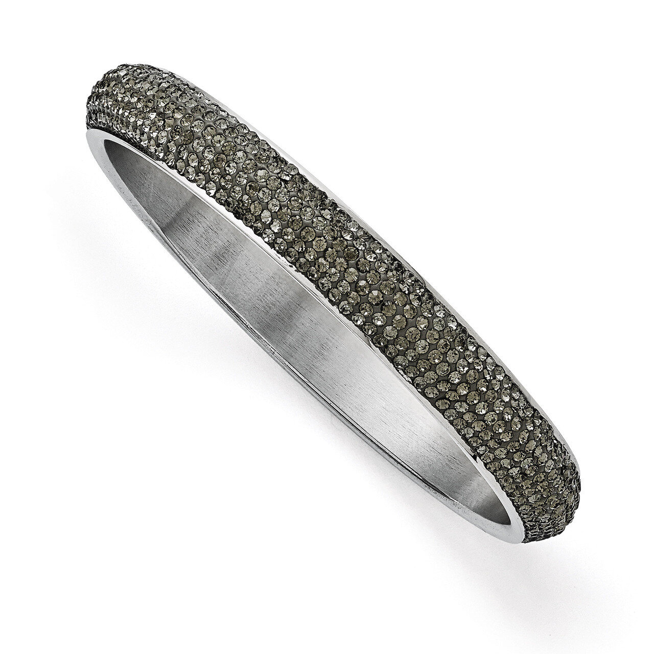 Polished Clear Crystal Rounded Bracelet - Stainless Steel SRB1568