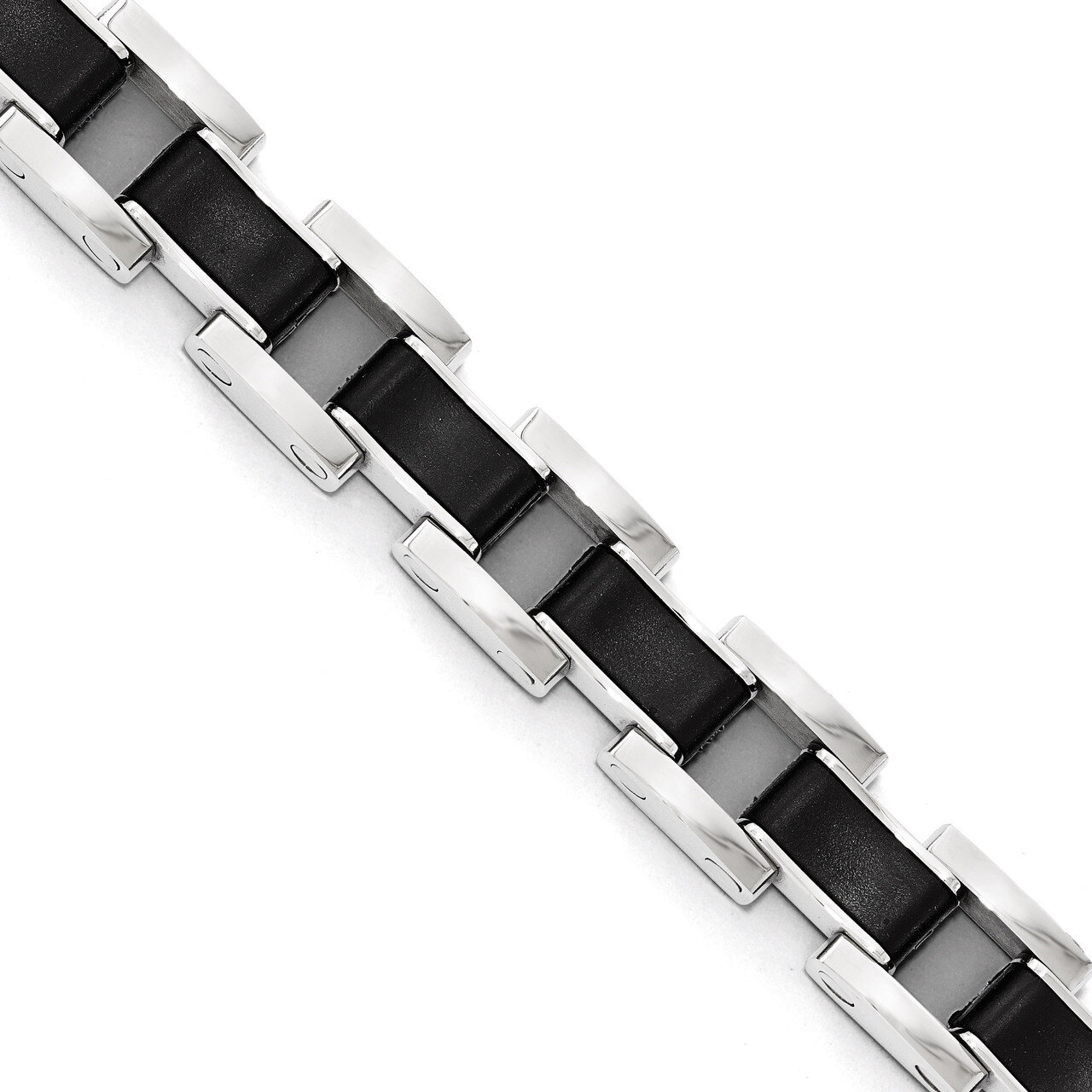 Polished Black Rubber Bracelet - Stainless Steel SRB1616-8.5 by Chisel, MPN: SRB1616-8.5, 886774559…